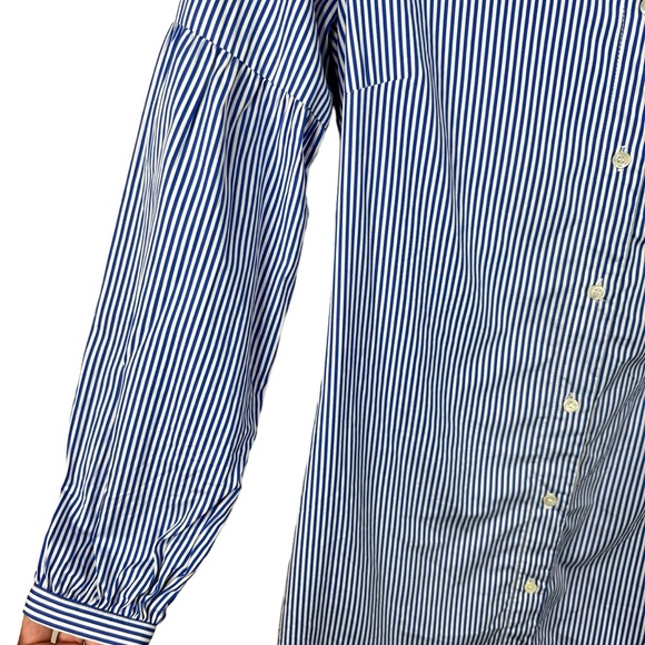 J. McLaughlin Millbury Shirt Dress Tie Belt Blue White Striped Small - Picture 9 of 16